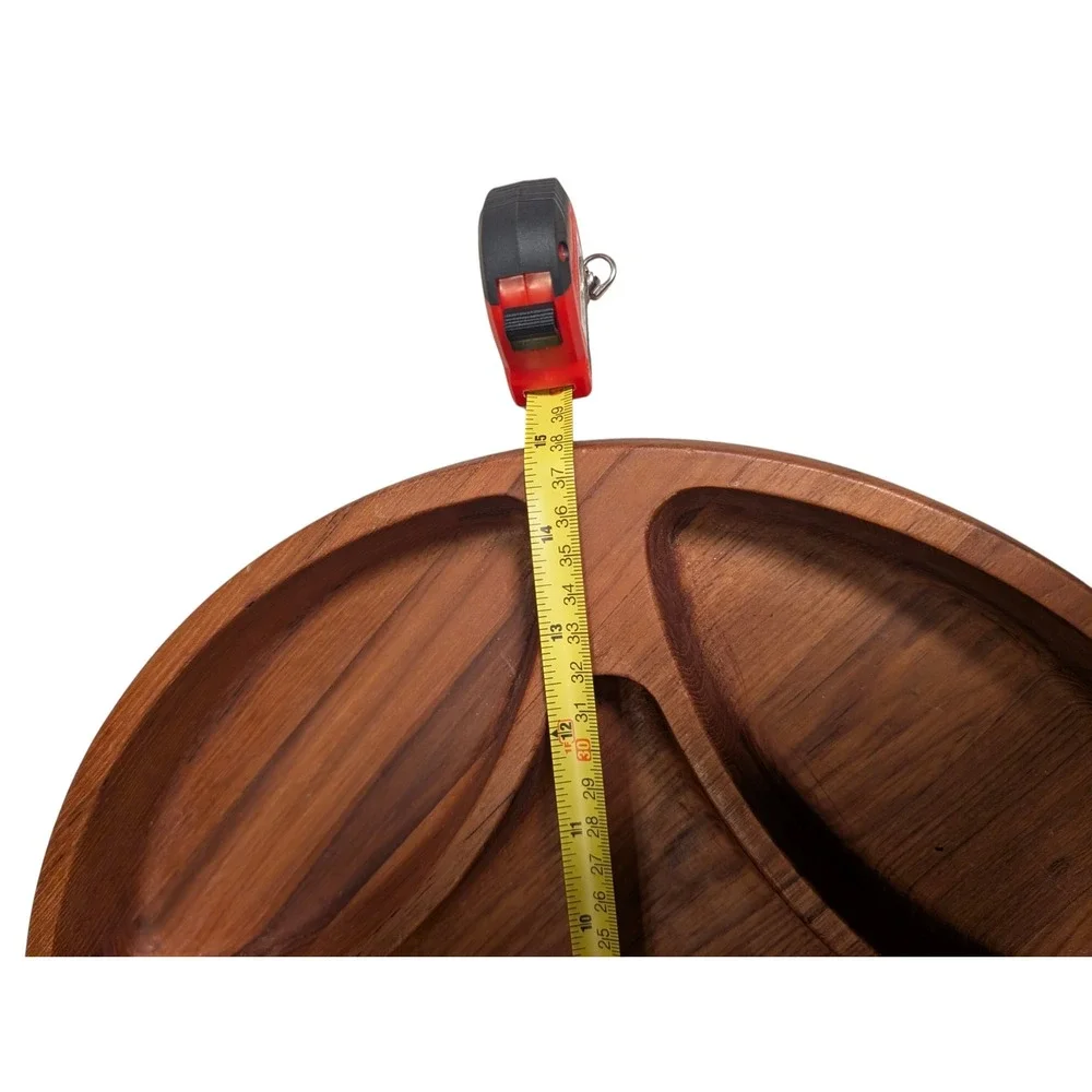 Dansk Mid Century Modern Teak Wood Divided Serving Tray Lazy Susan 15 Inch